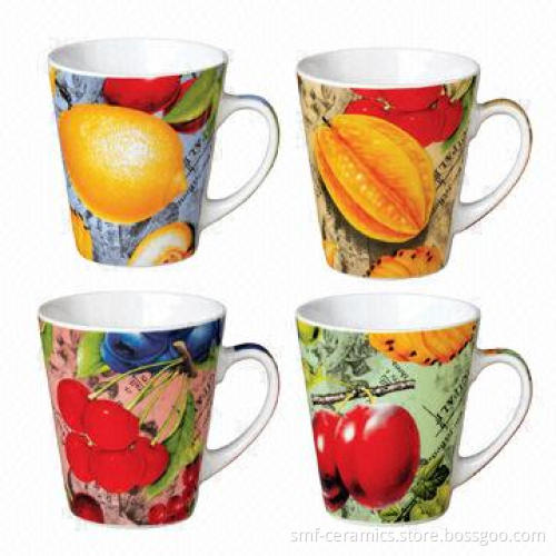 11oz Porcelain White Mugs with Customized Designs, LFGB, 84/500/EEC Contact Food-grade